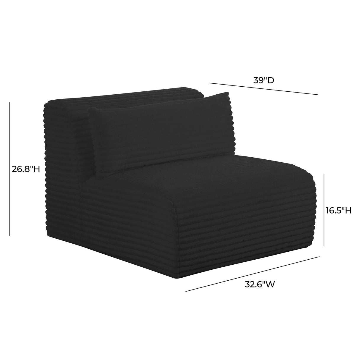 Tarra Fluffy Oversized Corduroy Modular Armless Chair by TOV Furniture at Eve Furniture