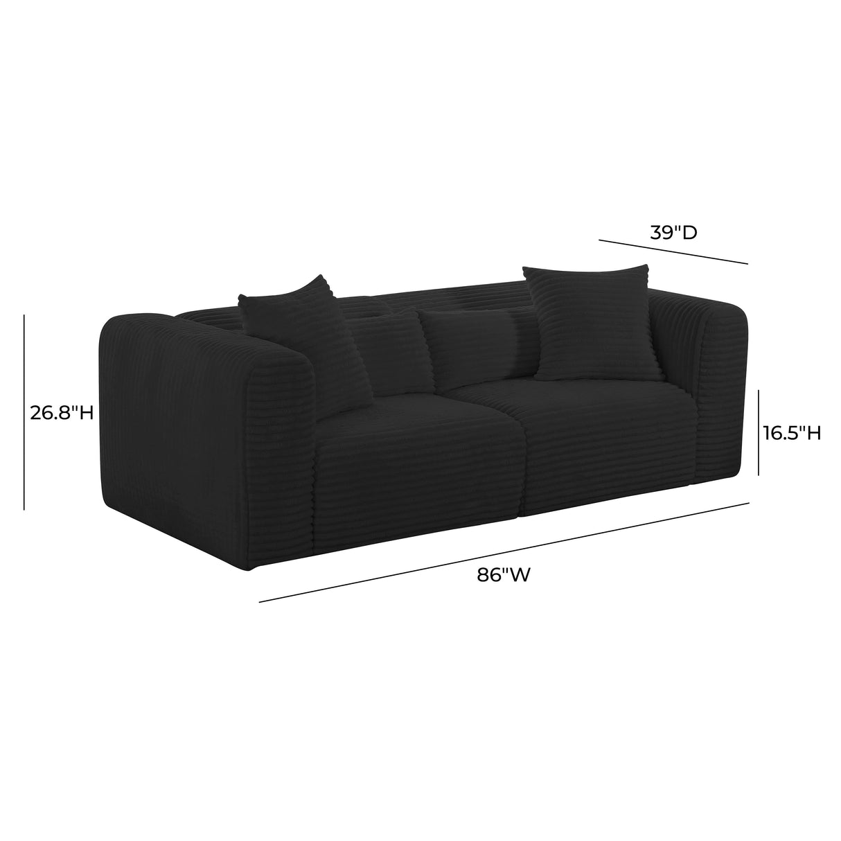 Tarra Fluffy Oversized Corduroy Modular Loveseat by TOV Furniture at Eve Furniture