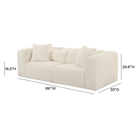 Tarra Fluffy Oversized Corduroy Modular Loveseat by TOV Furniture at Eve Furniture