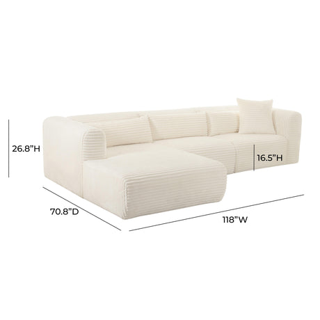 Tarra Fluffy Oversized Corduroy Modular Sectional by TOV Furniture at Eve Furniture