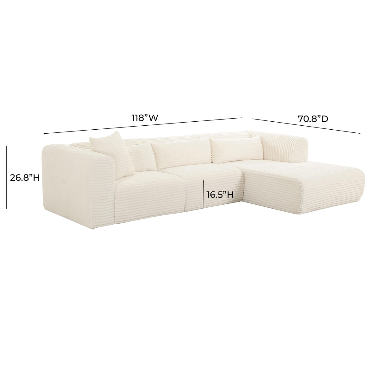 Tarra Fluffy Oversized Corduroy Modular Sectional by TOV Furniture at Eve Furniture
