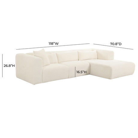 Tarra Fluffy Oversized Corduroy Modular Sectional by TOV Furniture at Eve Furniture