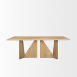 Tarro Rectangular Light Brown Wood w/ Geometrical Base Dining Table by Mercana at Eve Furniture