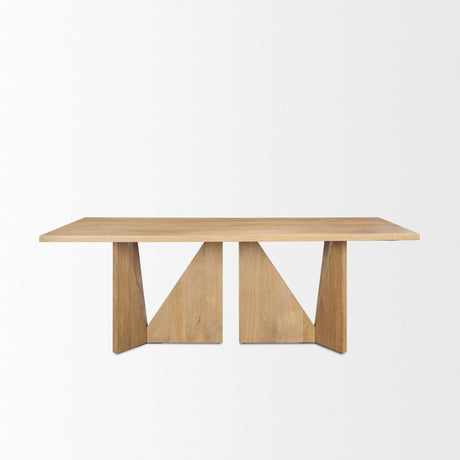 Tarro Rectangular Light Brown Wood w/ Geometrical Base Dining Table by Mercana at Eve Furniture