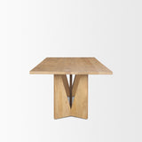 Tarro Rectangular Light Brown Wood w/ Geometrical Base Dining Table by Mercana at Eve Furniture