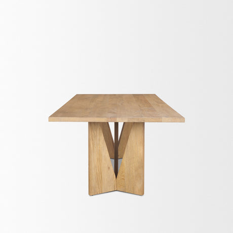 Tarro Rectangular Light Brown Wood w/ Geometrical Base Dining Table by Mercana at Eve Furniture