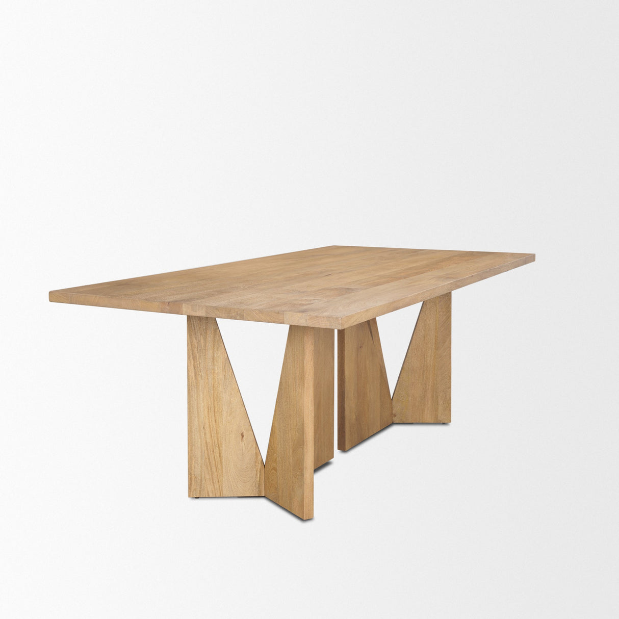 Tarro Rectangular Light Brown Wood w/ Geometrical Base Dining Table by Mercana at Eve Furniture