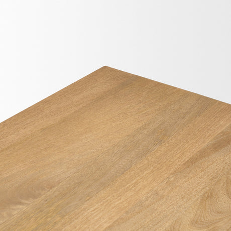 Tarro Rectangular Light Brown Wood w/ Geometrical Base Dining Table by Mercana at Eve Furniture