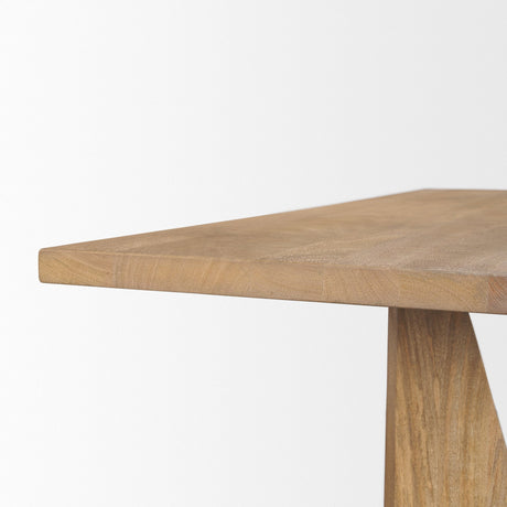 Tarro Rectangular Light Brown Wood w/ Geometrical Base Dining Table by Mercana at Eve Furniture