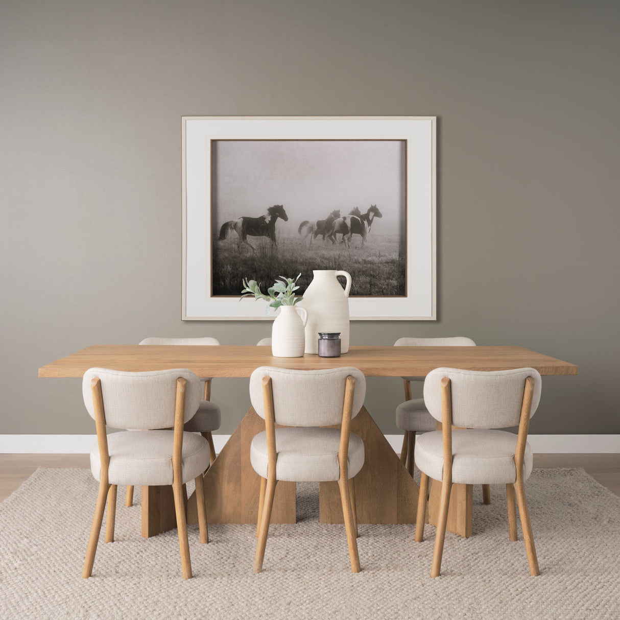 Tarro Rectangular Light Brown Wood w/ Geometrical Base Dining Table by Mercana at Eve Furniture