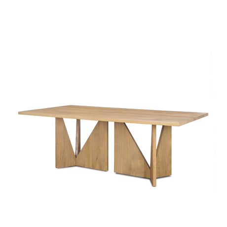 Tarro Rectangular Light Brown Wood w/ Geometrical Base Dining Table by Mercana at Eve Furniture