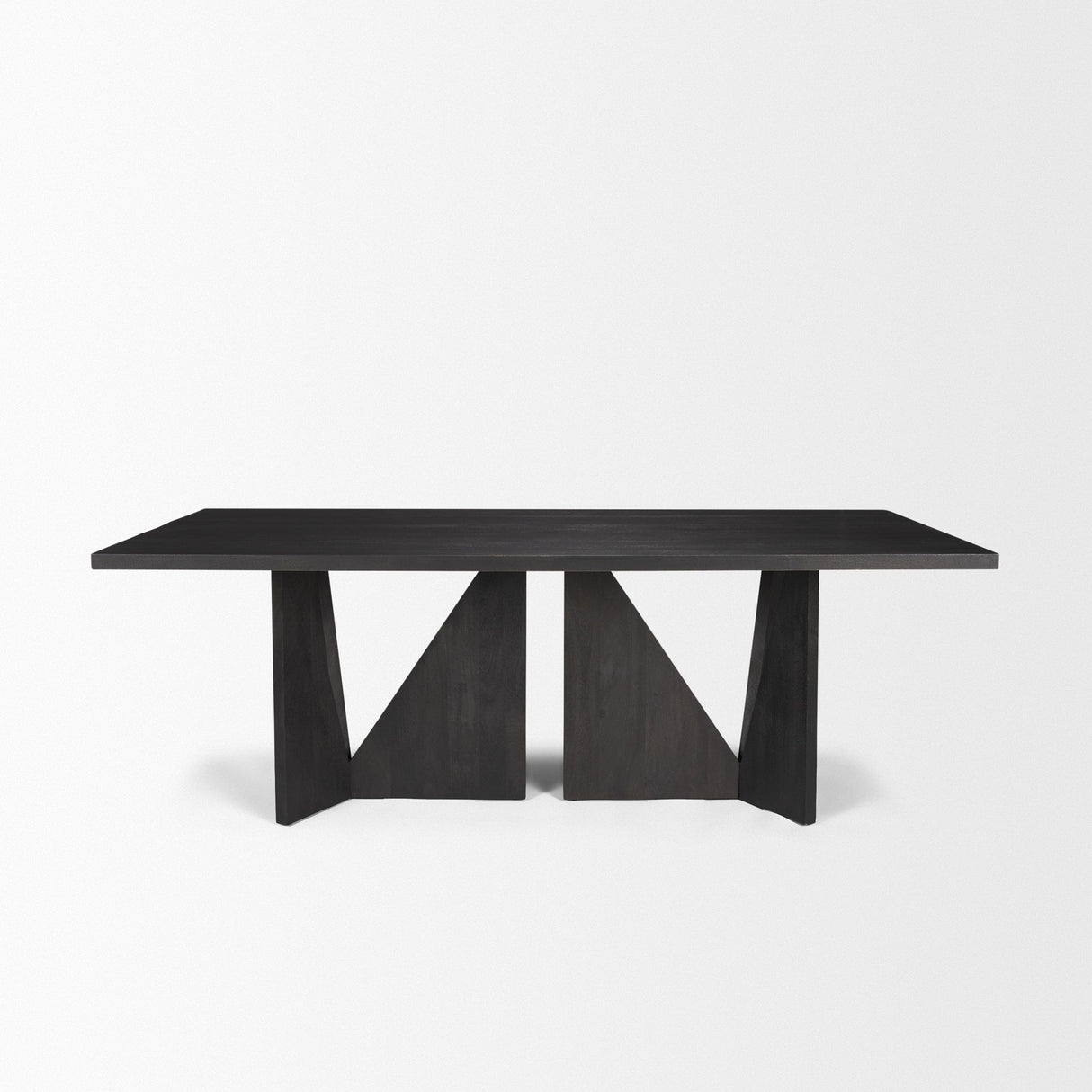 Tarro Rectangular Textured Black Wood w/ Geometrical Base Dining Table by Mercana at Eve Furniture