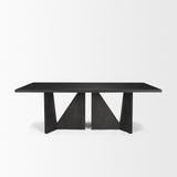 Tarro Rectangular Textured Black Wood w/ Geometrical Base Dining Table by Mercana at Eve Furniture