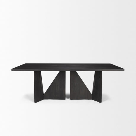 Tarro Rectangular Textured Black Wood w/ Geometrical Base Dining Table by Mercana at Eve Furniture