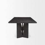Tarro Rectangular Textured Black Wood w/ Geometrical Base Dining Table by Mercana at Eve Furniture