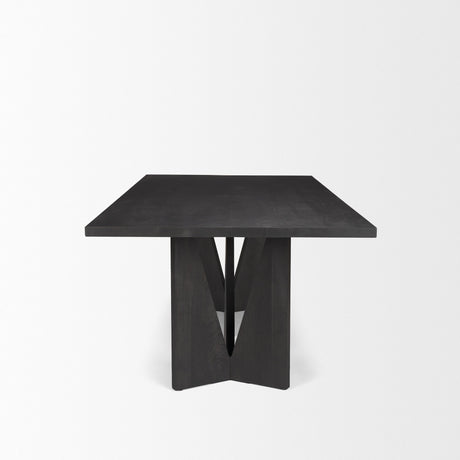 Tarro Rectangular Textured Black Wood w/ Geometrical Base Dining Table by Mercana at Eve Furniture