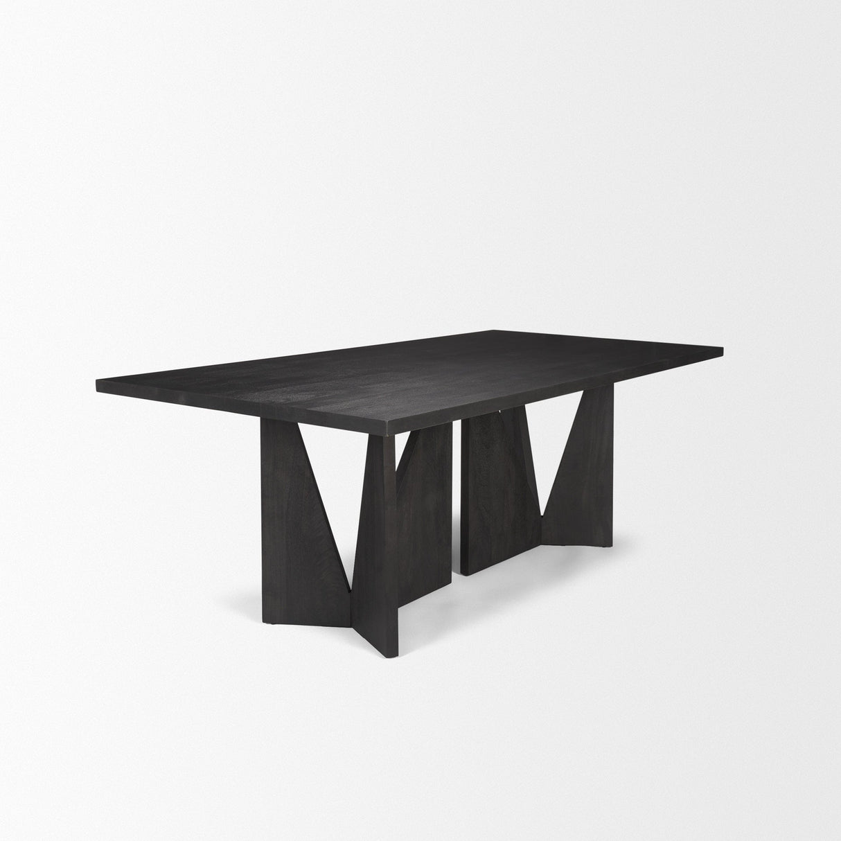 Tarro Rectangular Textured Black Wood w/ Geometrical Base Dining Table by Mercana at Eve Furniture