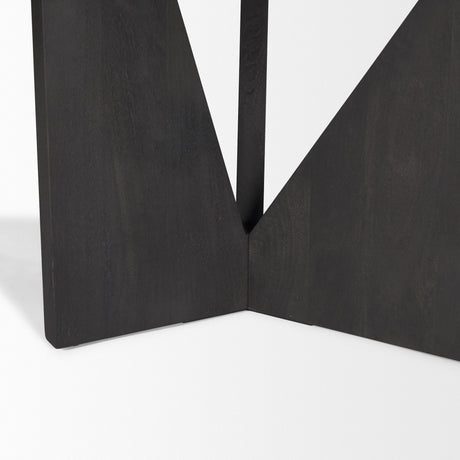 Tarro Rectangular Textured Black Wood w/ Geometrical Base Dining Table by Mercana at Eve Furniture