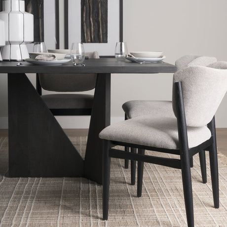Tarro Rectangular Textured Black Wood w/ Geometrical Base Dining Table by Mercana at Eve Furniture