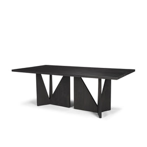 Tarro Rectangular Textured Black Wood w/ Geometrical Base Dining Table by Mercana at Eve Furniture
