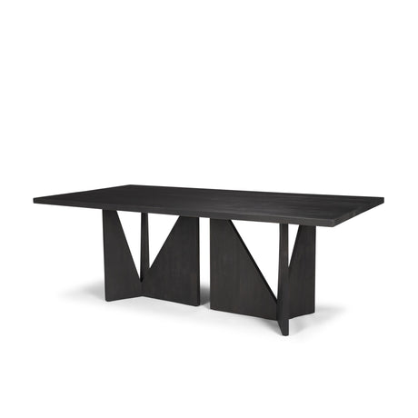 Tarro Rectangular Textured Black Wood w/ Geometrical Base Dining Table by Mercana at Eve Furniture