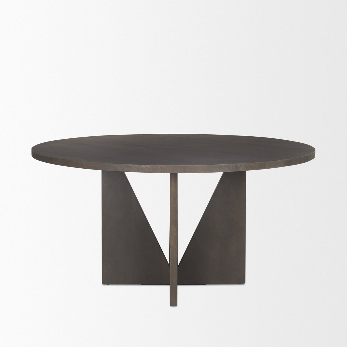 Tarro Round Textured Espresso Wood w/ Geometrical Base Dining Table by Mercana at Eve Furniture