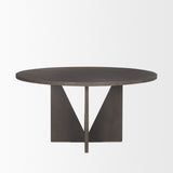 Tarro Round Textured Espresso Wood w/ Geometrical Base Dining Table by Mercana at Eve Furniture