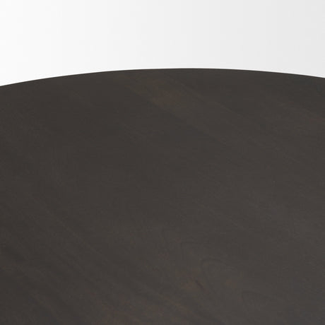 Tarro Round Textured Espresso Wood w/ Geometrical Base Dining Table by Mercana at Eve Furniture