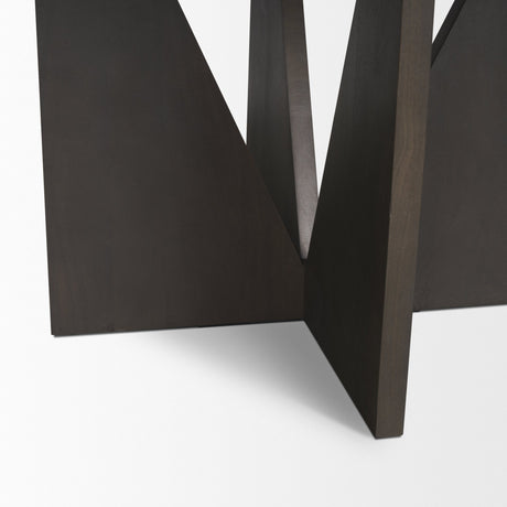 Tarro Round Textured Espresso Wood w/ Geometrical Base Dining Table by Mercana at Eve Furniture
