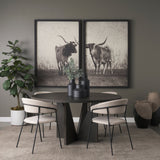 Tarro Round Textured Espresso Wood w/ Geometrical Base Dining Table by Mercana at Eve Furniture