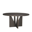 Tarro Round Textured Espresso Wood w/ Geometrical Base Dining Table by Mercana at Eve Furniture
