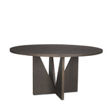 Tarro Round Textured Espresso Wood w/ Geometrical Base Dining Table by Mercana at Eve Furniture