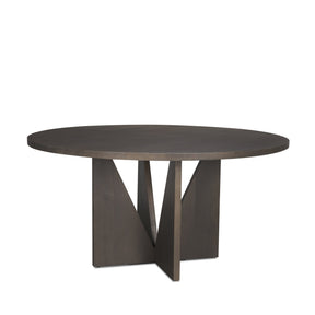 Tarro Round Textured Espresso Wood w/ Geometrical Base Dining Table by Mercana at Eve Furniture