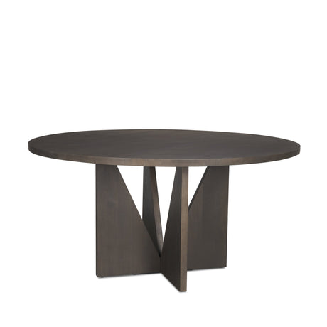 Tarro Round Textured Espresso Wood w/ Geometrical Base Dining Table by Mercana at Eve Furniture