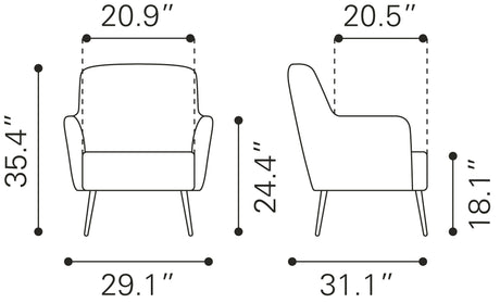 Tasmania Vintage Black Accent Chair by Zuomod at Eve Furniture