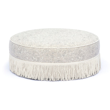 Tassy Tasseled Round Ottoman by TOV Furniture at Eve Furniture
