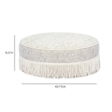 Tassy Tasseled Round Ottoman by TOV Furniture at Eve Furniture