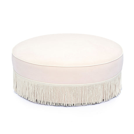 Tassy Tasseled Round Ottoman by TOV Furniture at Eve Furniture