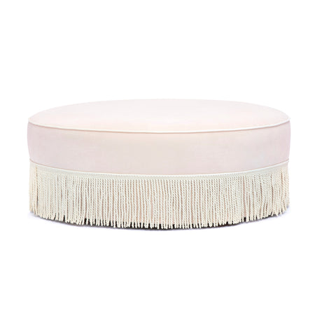 Tassy Tasseled Round Ottoman by TOV Furniture at Eve Furniture
