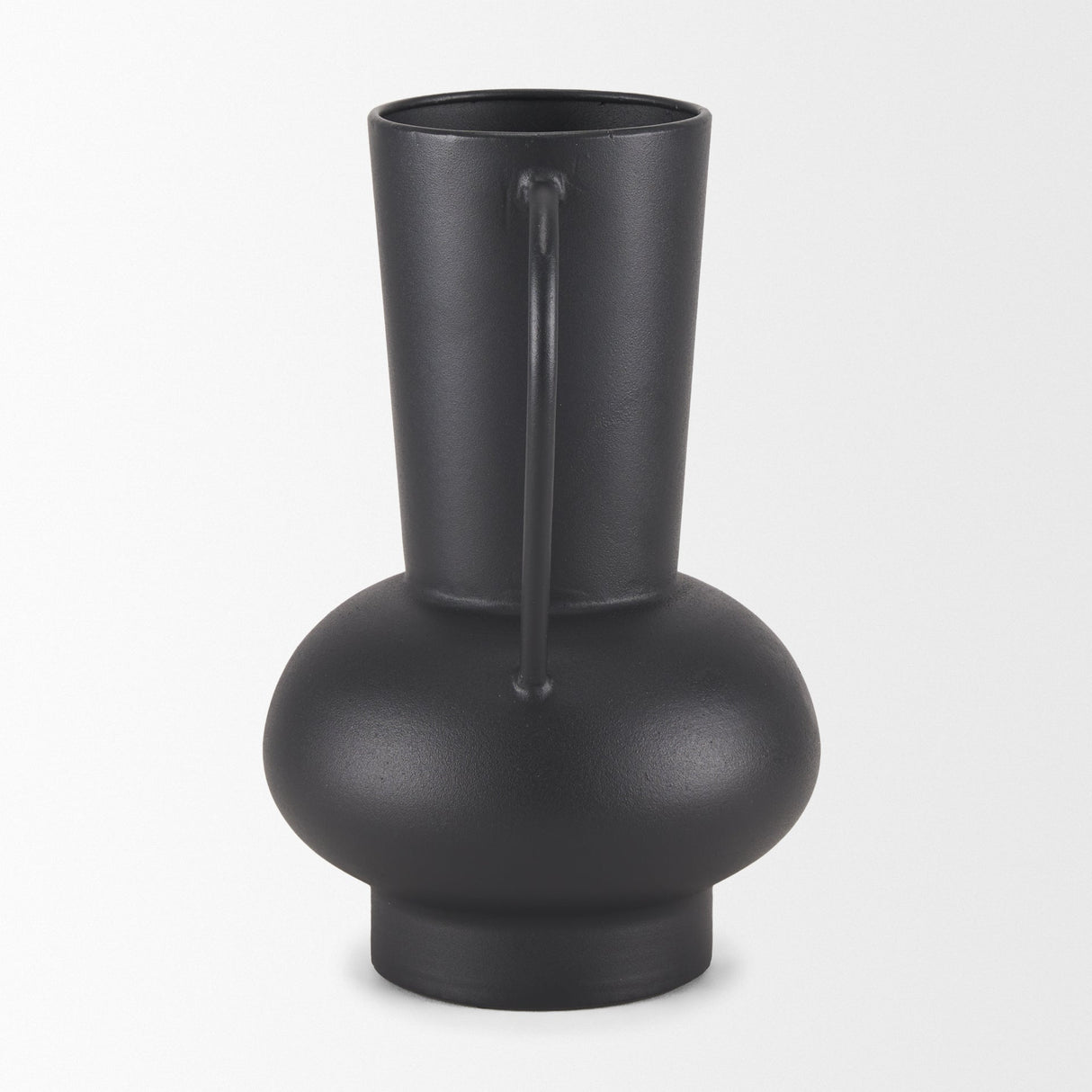 Tasya Large Matte Black w/ Handles Metal Vase by Mercana at Eve Furniture