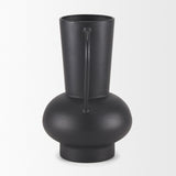 Tasya Large Matte Black w/ Handles Metal Vase by Mercana at Eve Furniture