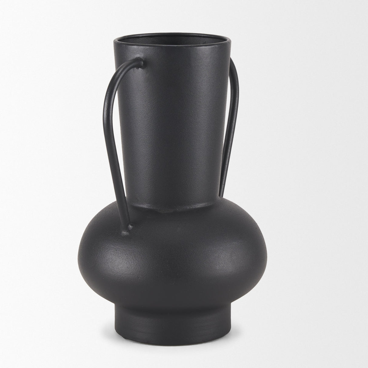 Tasya Large Matte Black w/ Handles Metal Vase by Mercana at Eve Furniture