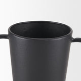 Tasya Large Matte Black w/ Handles Metal Vase by Mercana at Eve Furniture