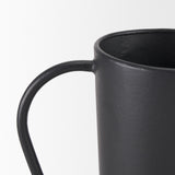 Tasya Large Matte Black w/ Handles Metal Vase by Mercana at Eve Furniture