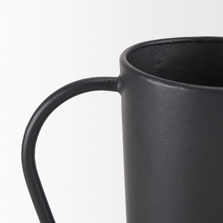 Tasya Large Matte Black w/ Handles Metal Vase by Mercana at Eve Furniture