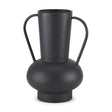 Tasya Large Matte Black w/ Handles Metal Vase by Mercana at Eve Furniture