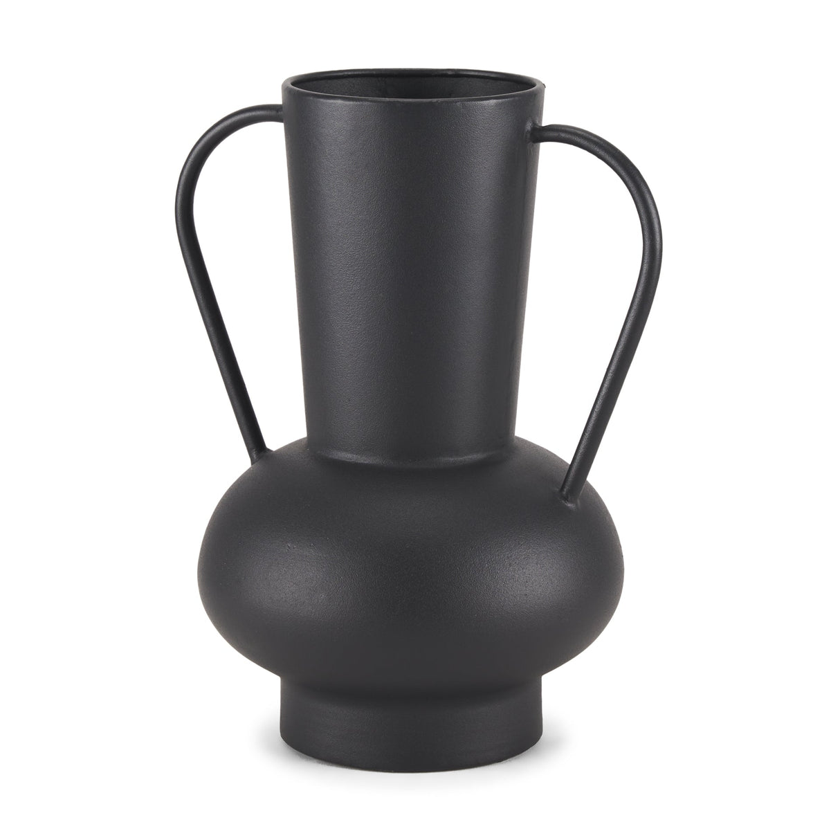 Tasya Large Matte Black w/ Handles Metal Vase by Mercana at Eve Furniture