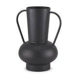 Tasya Large Matte Black w/ Handles Metal Vase by Mercana at Eve Furniture