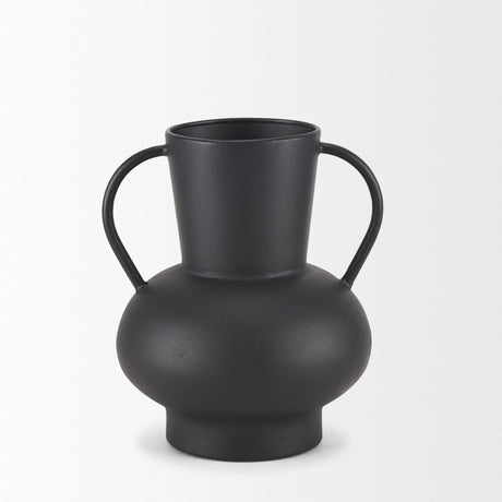 Tasya Small Matte Black Metal Vase by Mercana at Eve Furniture