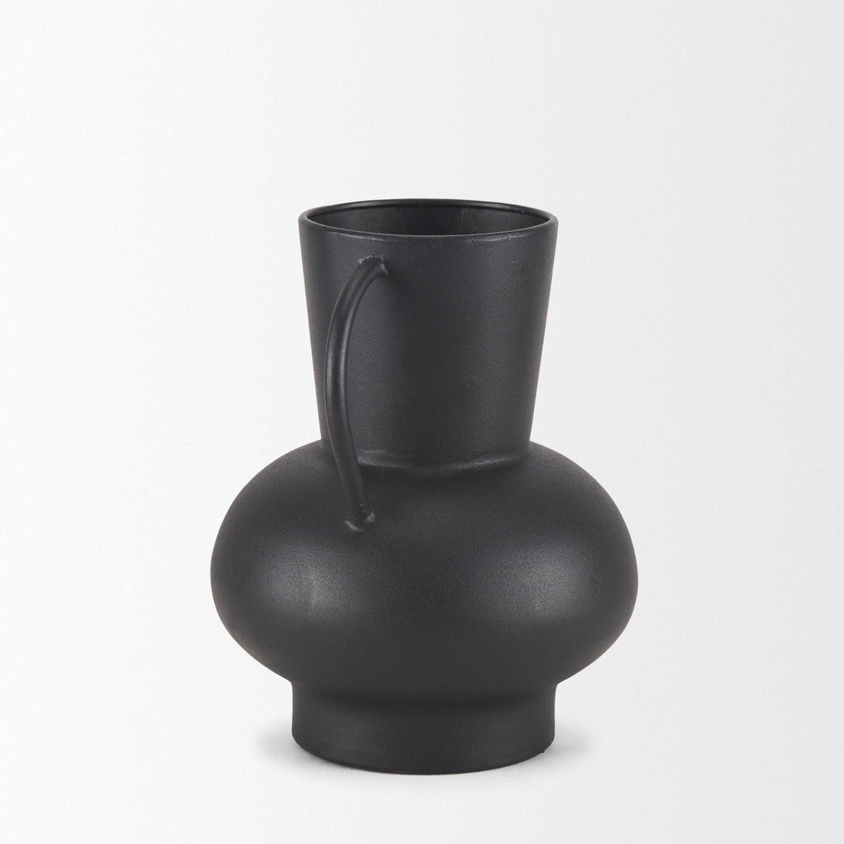 Tasya Small Matte Black Metal Vase by Mercana at Eve Furniture